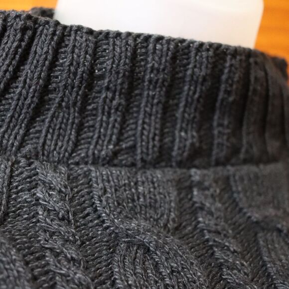 Vintage Chunky Heavy Cable Knit Black Mock Neck Sweater Pullover Large LG - Picture 4 of 11